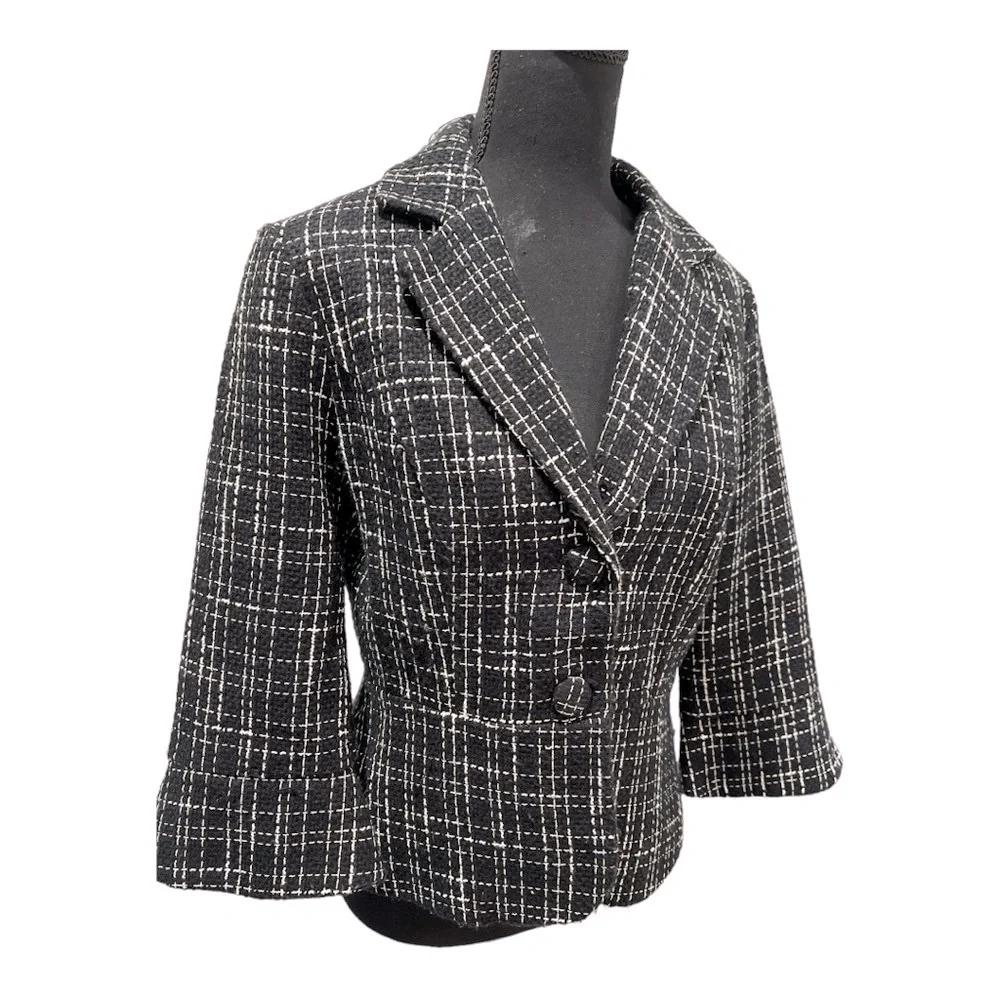 VINTAGE din bin tweed black and‎ white Blazer. Size large Y2K